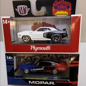 Plymouth and Mopar Die-Cast Toy Car Set - Black, White, Blue, Red